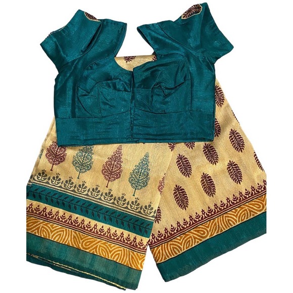 Women's Green & Gold Indian Sari / Saree - Picture 1 of 12